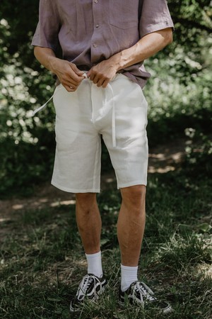 Hermes classic linen shorts in White from AmourLinen