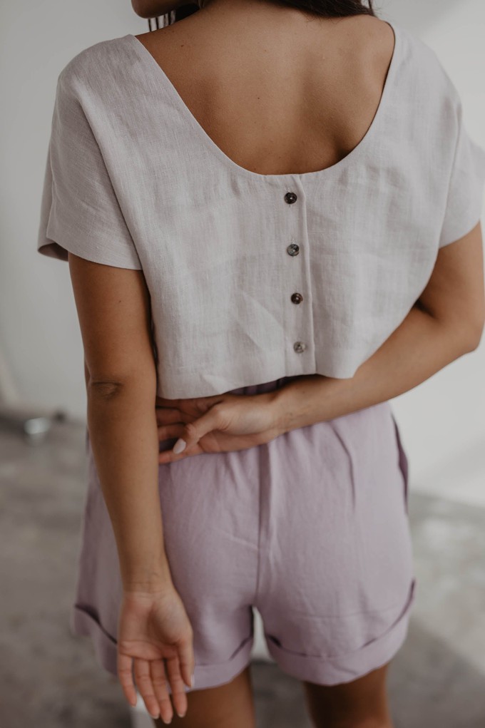 Lisa linen crop top in Cream from AmourLinen