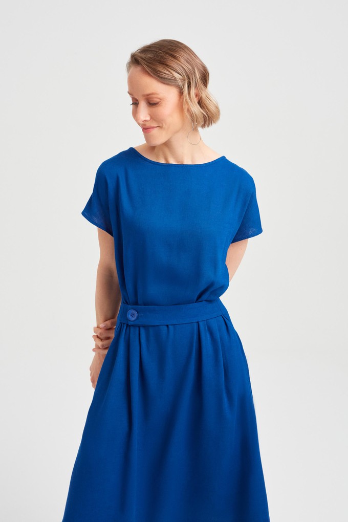 Sati | Midi Dress with Boat Neck in Ocean Blue from AYANI