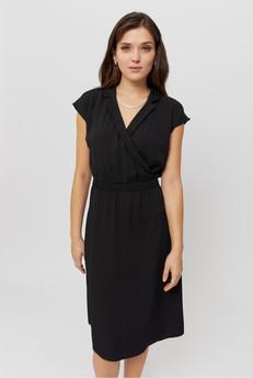 Lilit | Formal Midi Dress with Wrap Optic in Black via AYANI