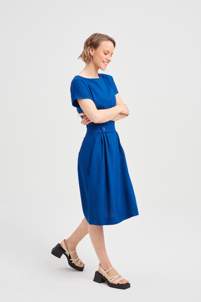 Sati | Midi Dress with Boat Neck in Ocean Blue from AYANI