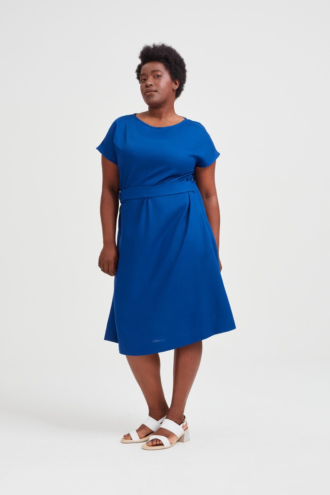 Sati | Midi Dress with Boat Neck in Ocean Blue from AYANI