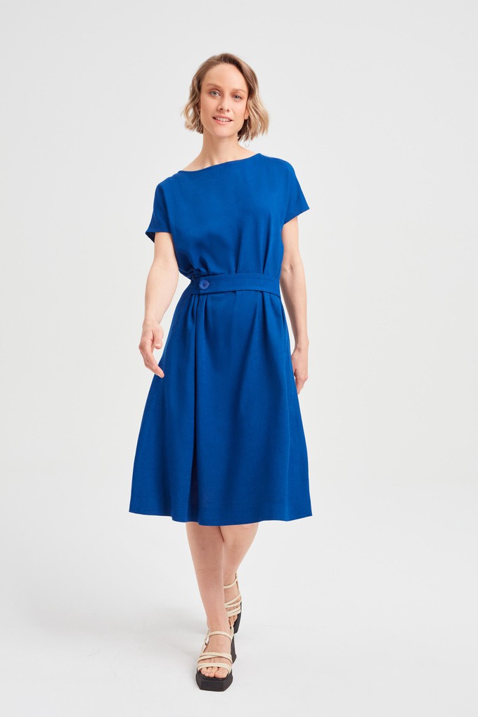 Sati | Midi Dress with Boat Neck in Ocean Blue from AYANI