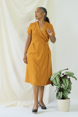 Isabel | Wrap Dress with short sleeves in Saffron from AYANI