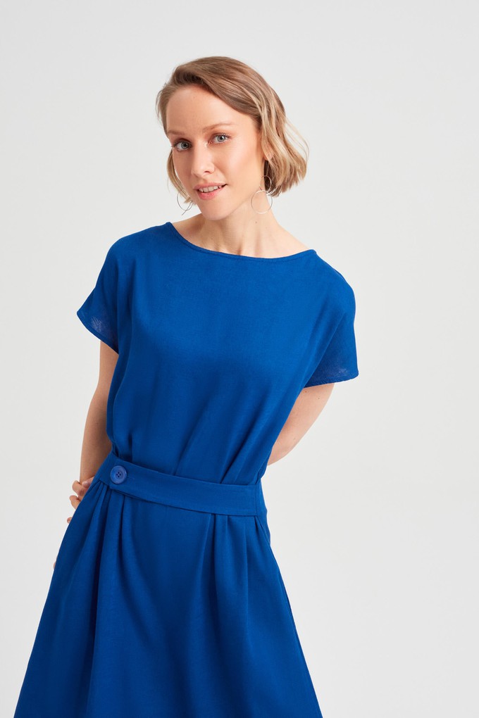 Sati | Midi Dress with Boat Neck in Ocean Blue from AYANI