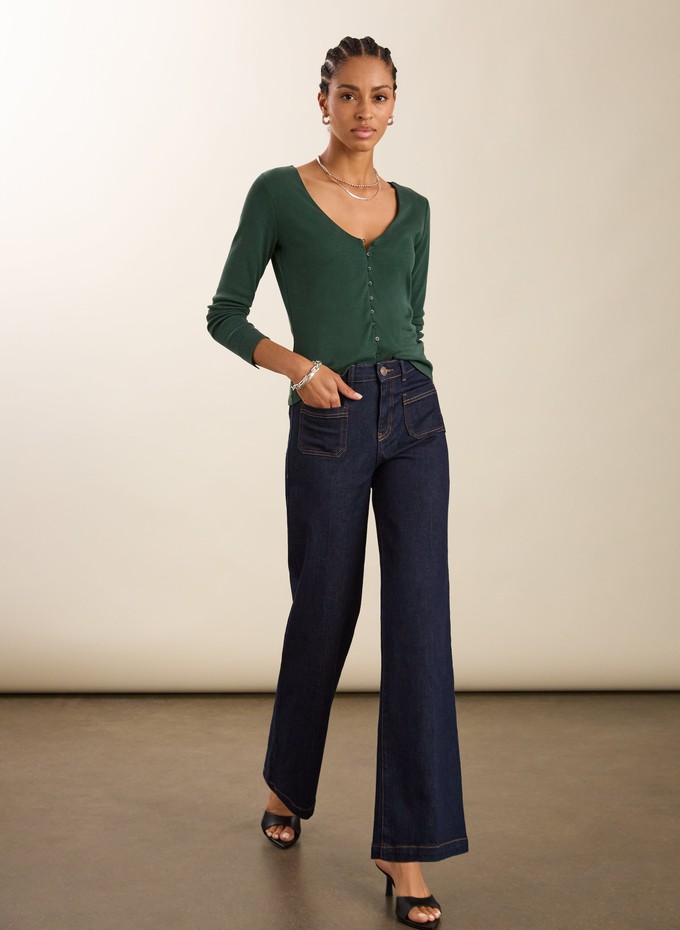 Audrey Button Through V-Neck Top from Baukjen