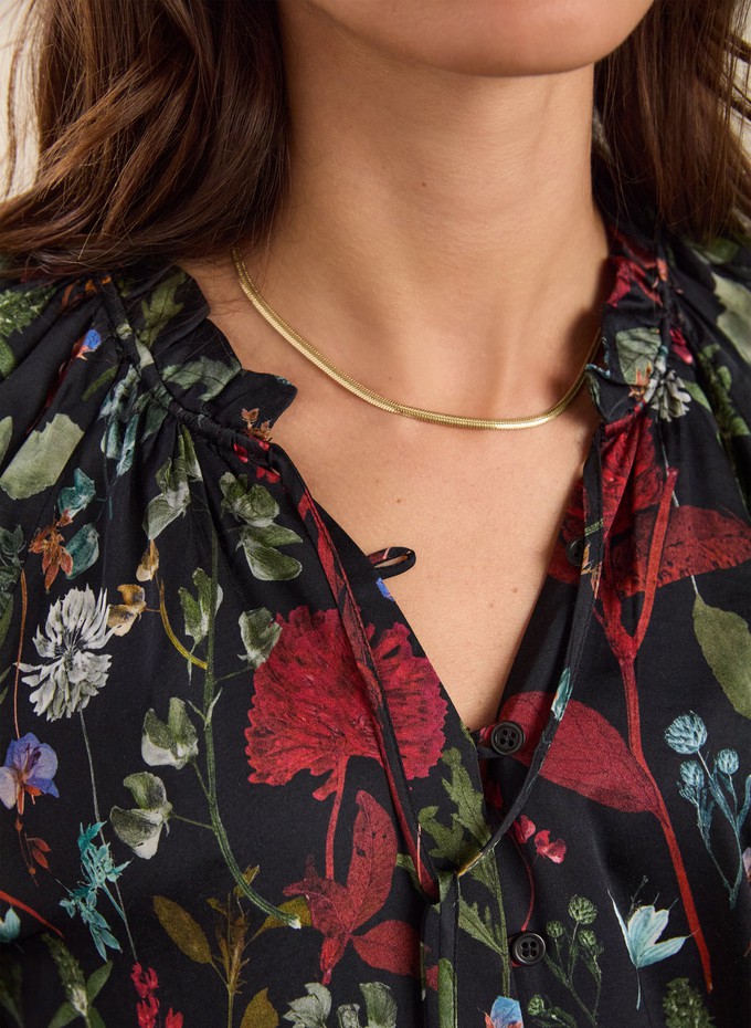 Jasmine Printed Tie Neck Satin Blouse from Baukjen