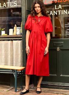 Rose Organic Cotton Tie Midi Dress via Baukjen