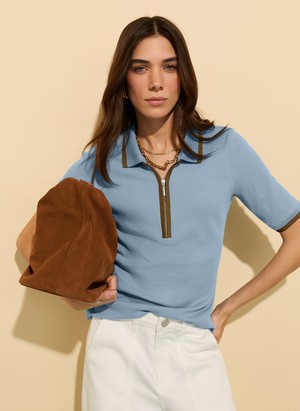 Naomi Organic Rib Zip Collar Top from Baukjen