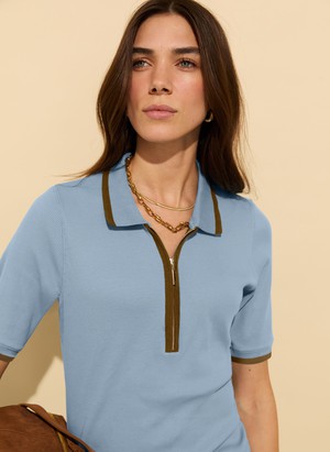 Naomi Organic Rib Zip Collar Top from Baukjen