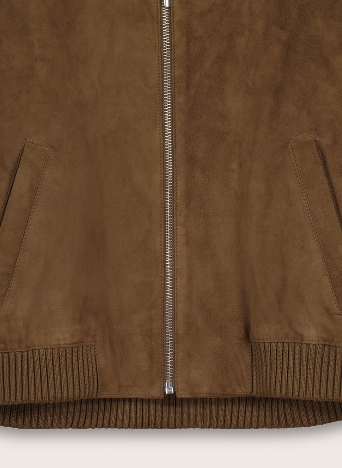 Alexis Suede Cropped Bomber Jacket from Baukjen