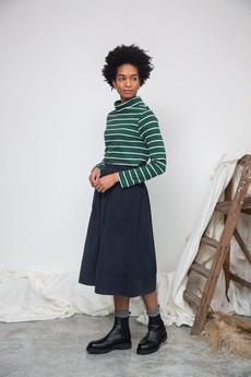 Alma Organic Cotton Corduroy Skirt in Night Sky Navy via Beaumont Organic