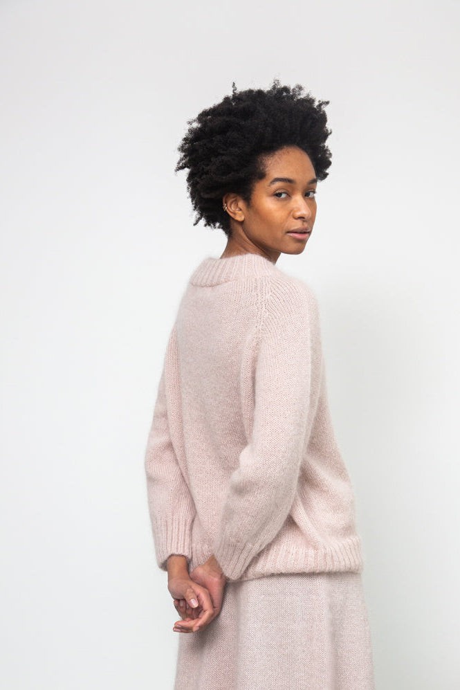 Solstice Mohair Knitted Jumper in Shell Pink by HANNAH BEAUMONT from Beaumont Organic