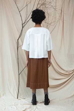 Shay Organic Cotton Jersey and Poplin Top in White from Beaumont Organic