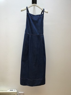 Katana-Leigh Organic Cotton Pinafore Denim Dress in Mid Blue Sample from Beaumont Organic