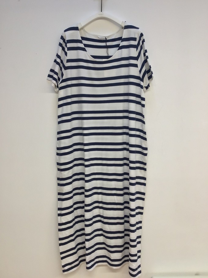 Viola-Sue Organic Cotton Dress in Navy & White Stripe L Preloved from Beaumont Organic