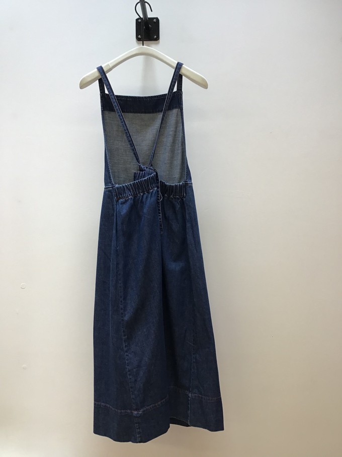 Katana-Leigh Organic Cotton Pinafore Denim Dress in Mid Blue Sample from Beaumont Organic