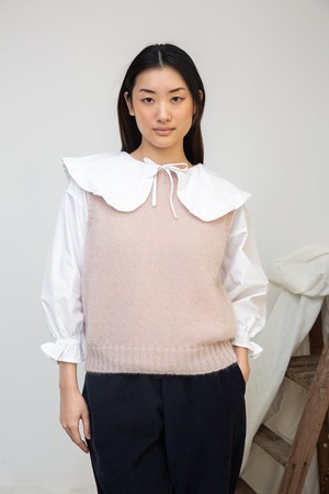 Arosa Mohair Knitted Vest in Shell Pink by HANNAH BEAUMONT from Beaumont Organic