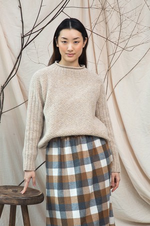 Shika Lambswool Knitted Jumper in Cream Marl from Beaumont Organic