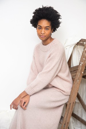 Solstice Mohair Knitted Jumper in Shell Pink by HANNAH BEAUMONT from Beaumont Organic