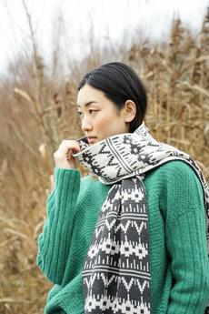 Janie-Sue Organic Cotton Knitted Scarf in Ecru Marl via Beaumont Organic
