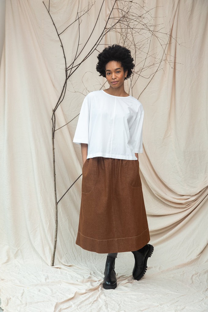 Shay Organic Cotton Jersey and Poplin Top in White from Beaumont Organic