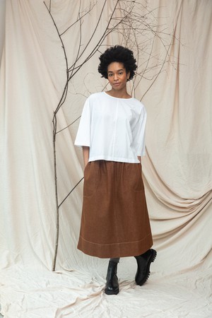 Shay Organic Cotton Jersey and Poplin Top in White from Beaumont Organic
