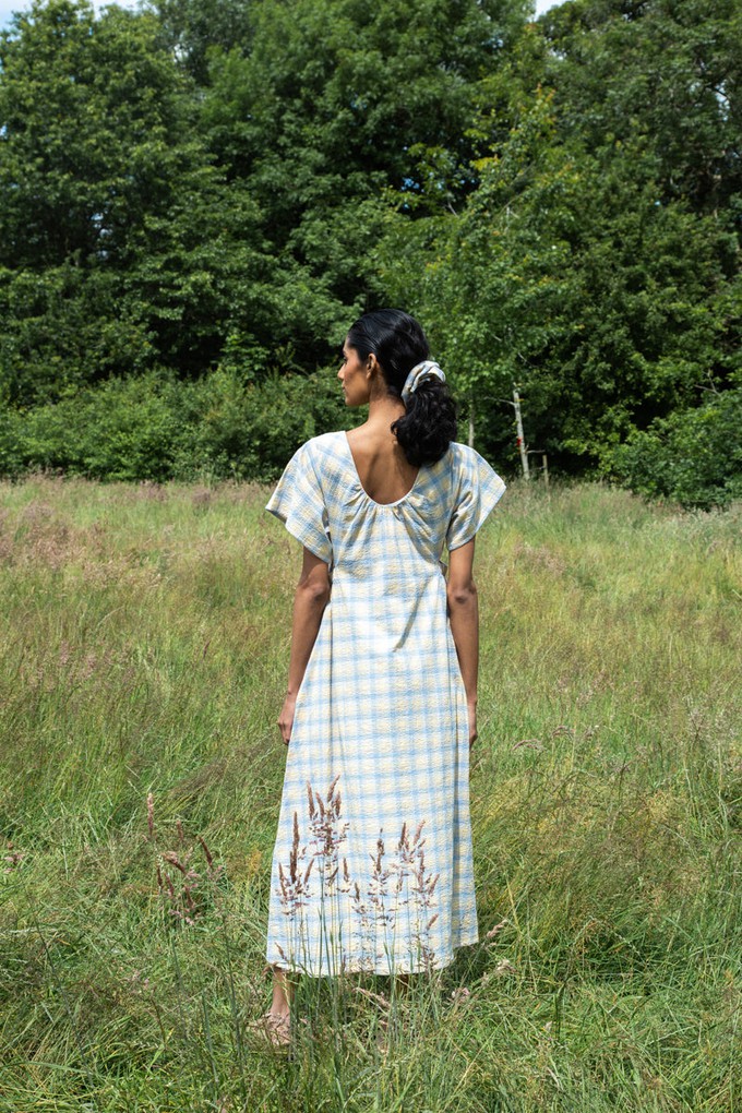 Nathalia-Cay Organic Cotton Seersucker Dress in Pastel Gingham by HANNAH BEAUMONT from Beaumont Organic