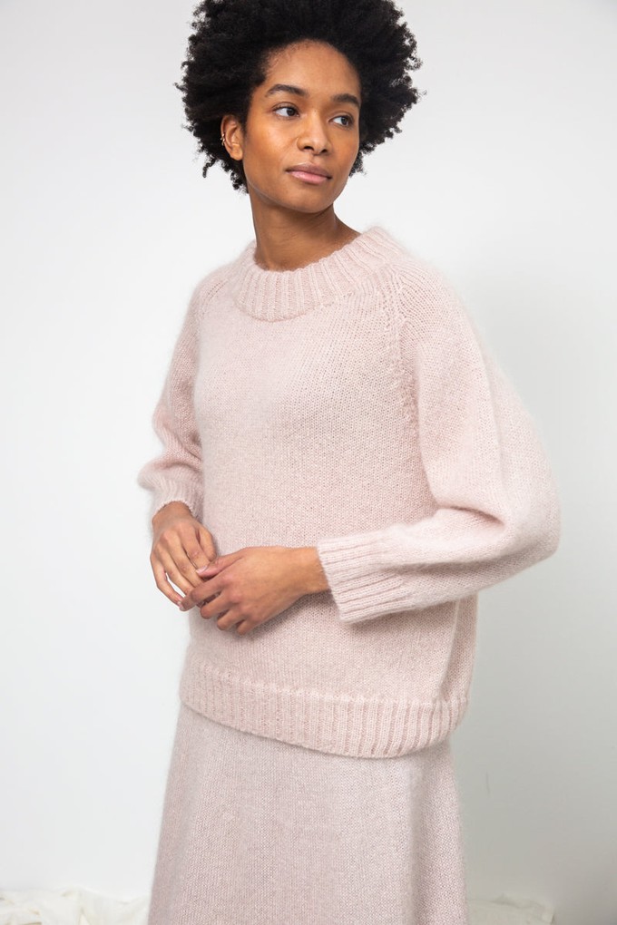 Solstice Mohair Knitted Jumper in Shell Pink by HANNAH BEAUMONT from Beaumont Organic