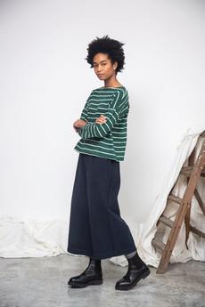 Evora Organic Cotton Corduroy Trousers in Night Sky Navy via Beaumont Organic