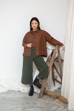 Dylan-Leigh Recycled Cotton Denim Overshirt in Bark Brown from Beaumont Organic