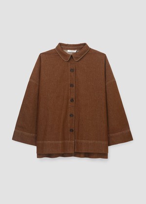 Dylan-Leigh Recycled Cotton Denim Overshirt in Bark Brown from Beaumont Organic