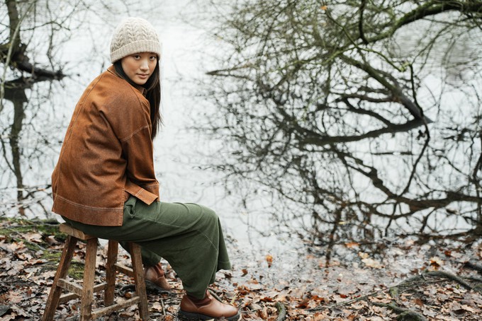 Dylan-Leigh Recycled Cotton Denim Overshirt in Bark Brown from Beaumont Organic