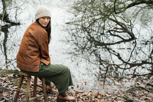 Dylan-Leigh Recycled Cotton Denim Overshirt in Bark Brown from Beaumont Organic