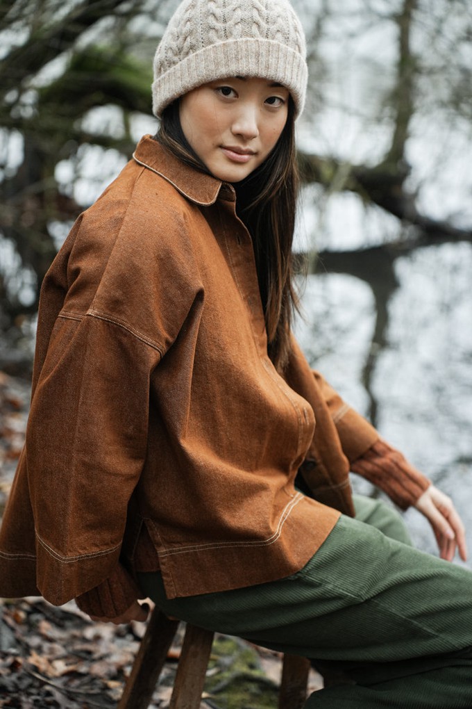 Dylan-Leigh Recycled Cotton Denim Overshirt in Bark Brown from Beaumont Organic
