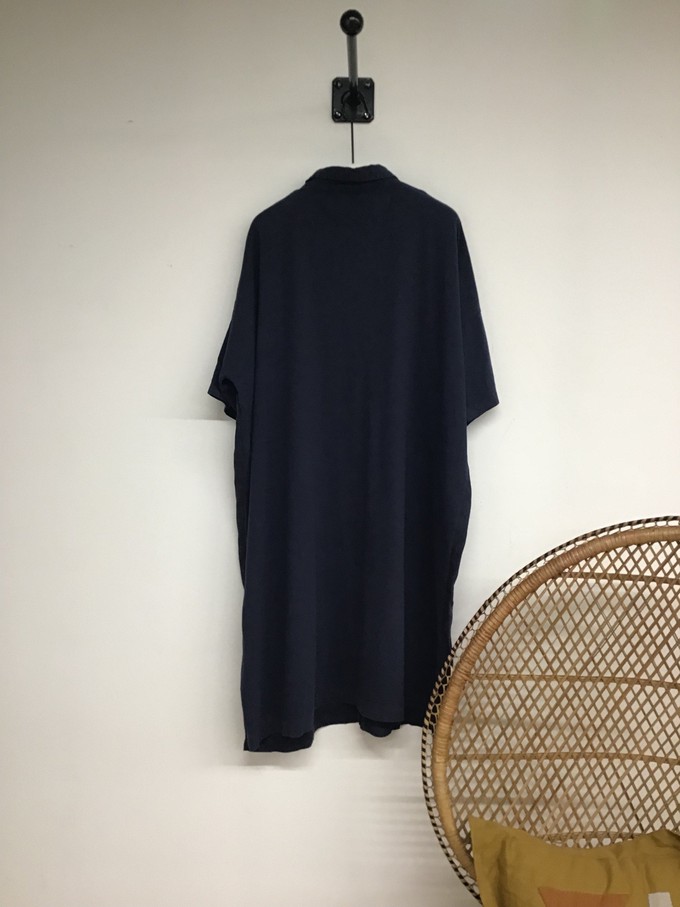 Natasha-May Linen Dress in Navy L Preloved from Beaumont Organic