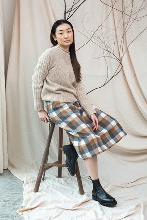 Shika Lambswool Knitted Jumper in Cream Marl from Beaumont Organic