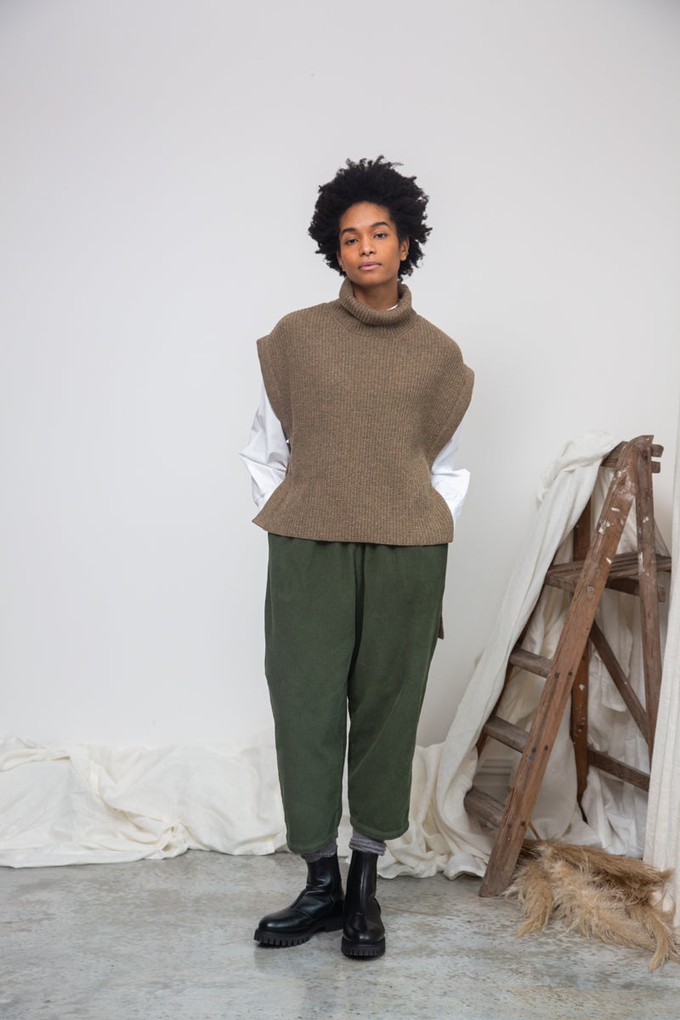 Kanon Recycled Wool Knitted Vest in Taupe Marl from Beaumont Organic