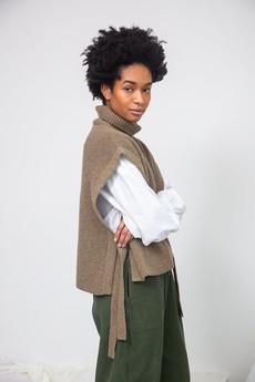 Kanon Recycled Wool Knitted Vest in Taupe Marl via Beaumont Organic