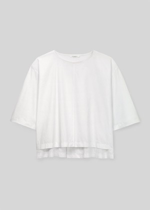 Shay Organic Cotton Jersey and Poplin Top in White from Beaumont Organic
