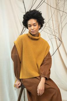 Kanon Recycled Wool Knitted Vest in Ochre Marl via Beaumont Organic