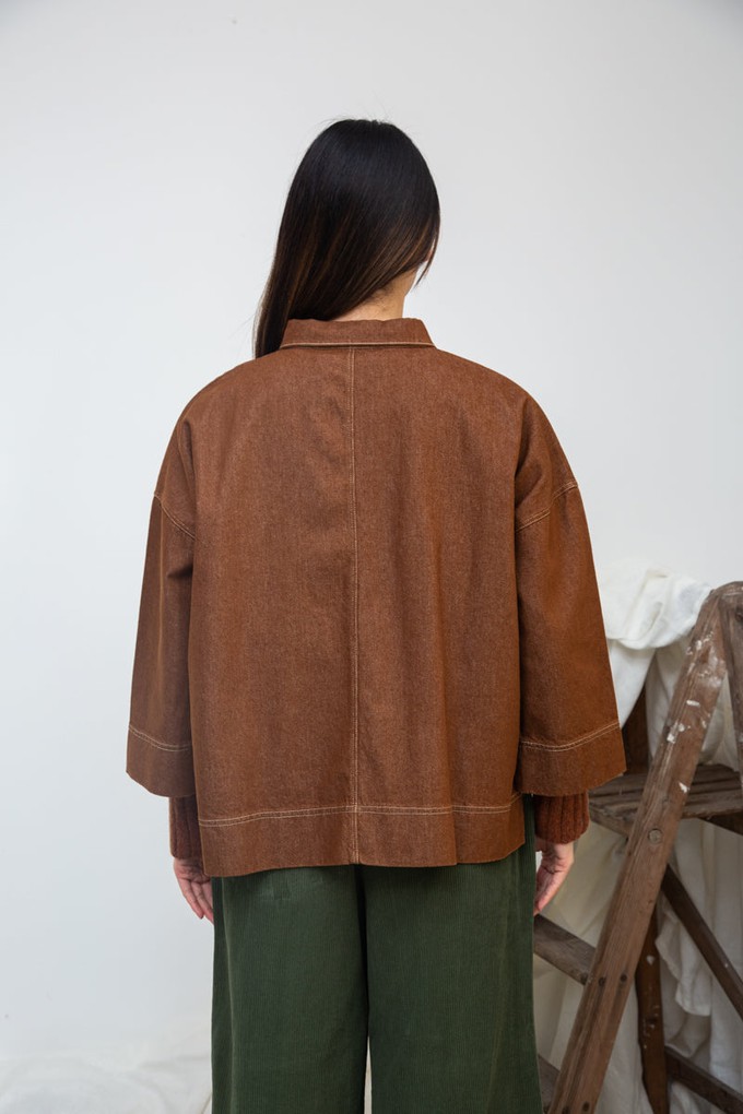 Dylan-Leigh Recycled Cotton Denim Overshirt in Bark Brown from Beaumont Organic