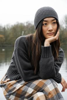 Evie Organic Cotton Knitted Hat in Grey Marl via Beaumont Organic