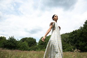 Nathalia-Cay Organic Cotton Seersucker Dress in Pastel Gingham by HANNAH BEAUMONT from Beaumont Organic