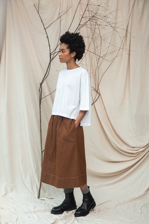 Shay Organic Cotton Jersey and Poplin Top in White from Beaumont Organic