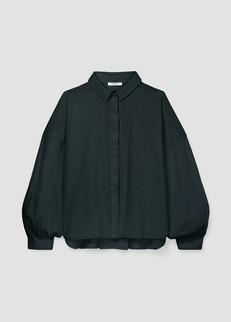 Konara Organic Cotton Jersey and Poplin Shirt in Black via Beaumont Organic