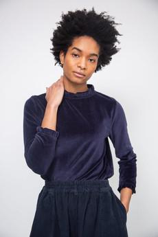 Pearl-Jane Organic Cotton Velour Top in Night Sky Navy via Beaumont Organic