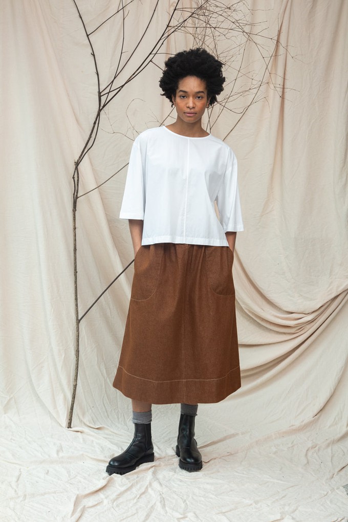 Shay Organic Cotton Jersey and Poplin Top in White from Beaumont Organic