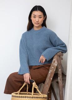 Leo Recycled Wool Knitted Jumper in Sky Blue Marl via Beaumont Organic