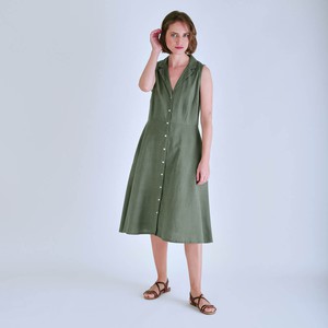 Aubrey Sleeveless Linen Shirt Dress from BIBICO